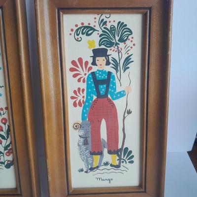 Four framed Margo Alexander of California Sophisticated Provincials early screen prints
