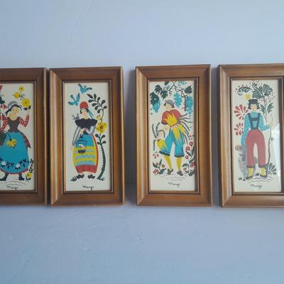 Four framed Margo Alexander of California Sophisticated Provincials early screen prints