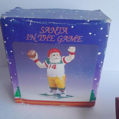 Hallmark Majic Johnson and Wayne Gretzky Ornaments with a Football Santa