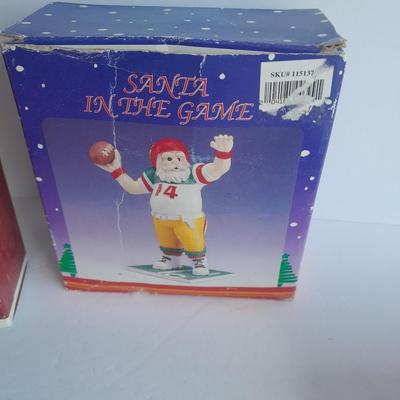 Hallmark Majic Johnson and Wayne Gretzky Ornaments with a Football Santa