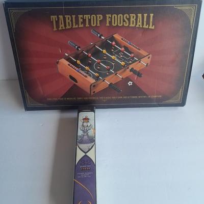 Tabletop Foosball game in the box and a Play anywhere Chess game, also new in the box