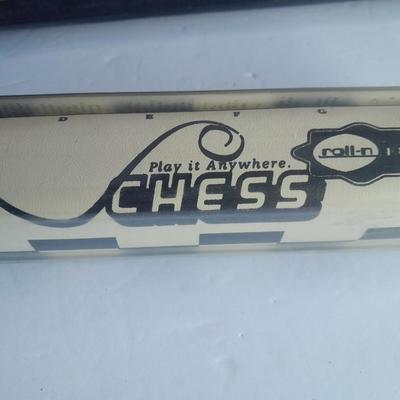 Tabletop Foosball game in the box and a Play anywhere Chess game, also new in the box