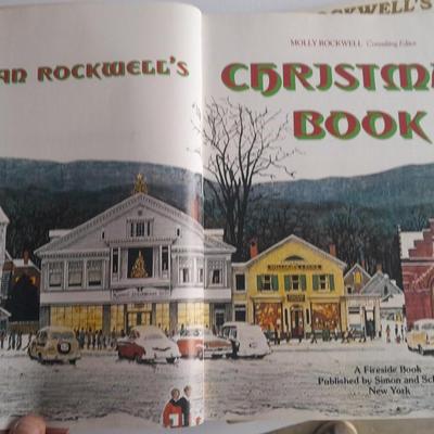 Christmas Norman Rockwell books with a Norman Rockwell Christmas ornament