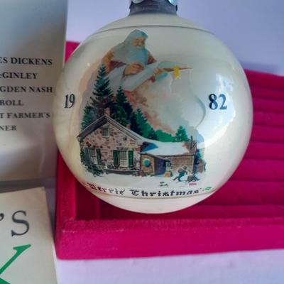 Christmas Norman Rockwell books with a Norman Rockwell Christmas ornament