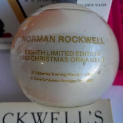 Christmas Norman Rockwell books with a Norman Rockwell Christmas ornament