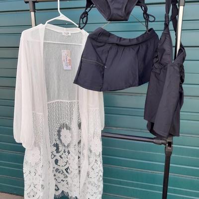Women's black bikini with two bottoms Victoria secrets, and a NWT Siren lily cover