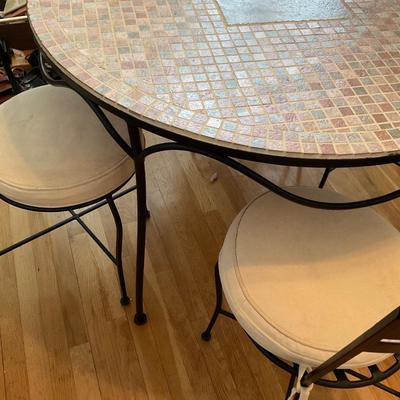 Iron Table and Four Chairs.  42â€ round
