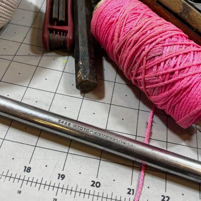 Large Lot of Hand Tools: String, Hammers, Sprinkler etc. 