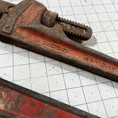 (2)  18" Pipe Wrench and a 20" Crescent Wrench 
