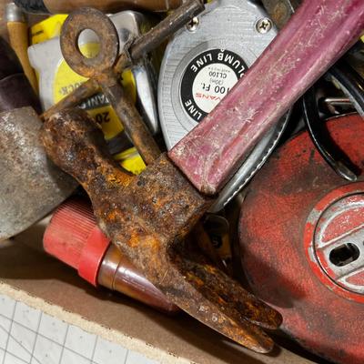 Miscellaneous Tools: Tin Snips, Hammer, Chalk Line, Level 