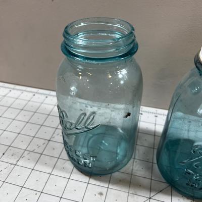  3 Blue Perfect Ball Mason Jars 