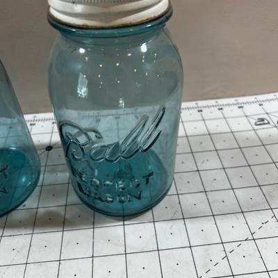  3 Blue Perfect Ball Mason Jars 