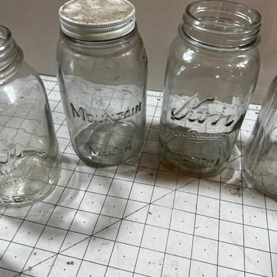 Clear Antique Different Brands of Mason Jars 