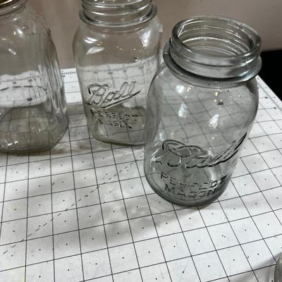 Clear Antique Different Brands of Mason Jars 