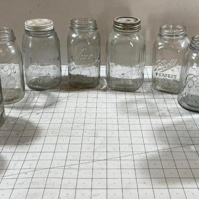 Clear Antique Different Brands of Mason Jars 