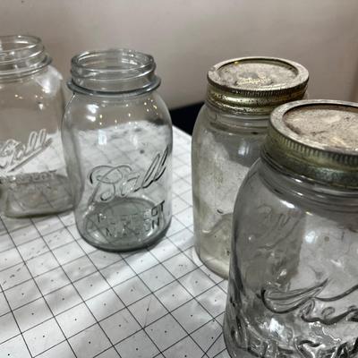 Clear Antique Different Brands of Mason Jars 