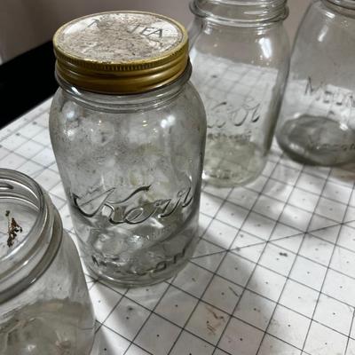 Clear Antique Different Brands of Mason Jars 