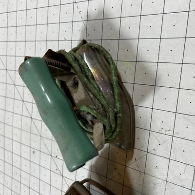 2 Antique Irons; 1 electric and 1 heat up on the Stove