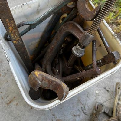 Bucket of Tools: Spud Wrenches, Clamps, Vice Grips 