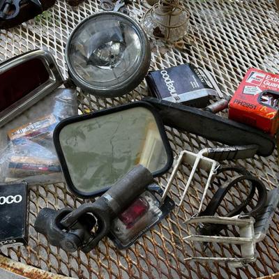 Pile O Car Parts; U-joint, Oil Filter, Mirrors