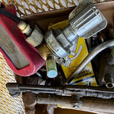 Tray of Welding Items; Tips, Hammer, Electrodes, 