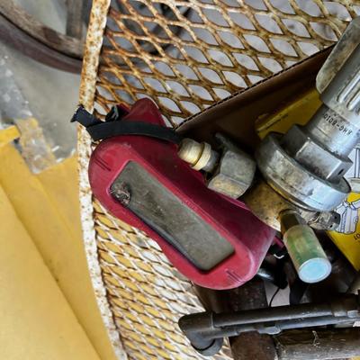 Tray of Welding Items; Tips, Hammer, Electrodes, 