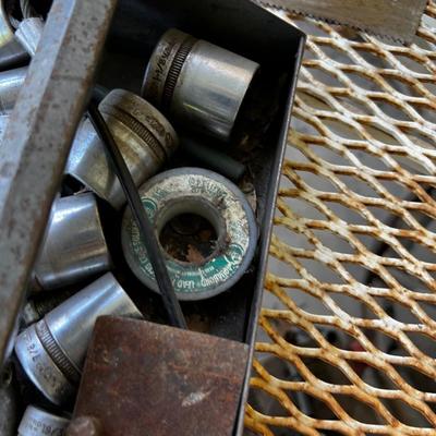 Large Lot of Tools; Sledge Hammer, Wrenches, Saw, Files, Wire. 