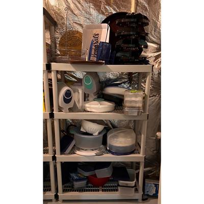 4 Shelves FULL of Tupperware, Platters, Servers, Containers