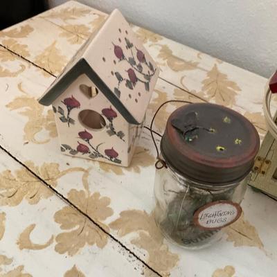 Lighted Bird Houses and Lightning Bug Jar
