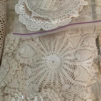 Doilies and Small Crochet Tablecloth.