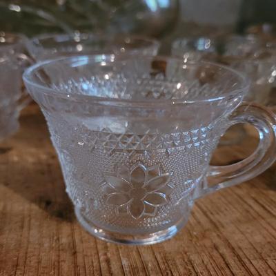 Glass Punch Bowl with Ladle & Cups (1G-CE)