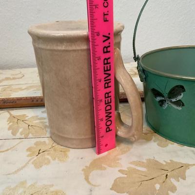 Vintage pitcher and bucket.