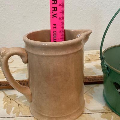 Vintage pitcher and bucket.