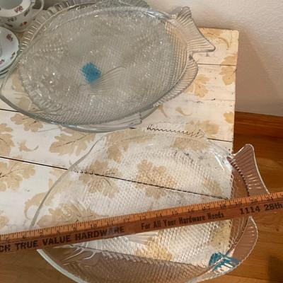 Two large glass Serving Trays ( Fish).