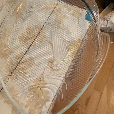 Two large glass Serving Trays ( Fish).