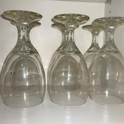 Six large Wine Glasses.