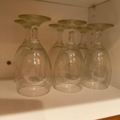 Six large Wine Glasses.