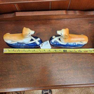 Pair Greyhounds Whippets Figurines