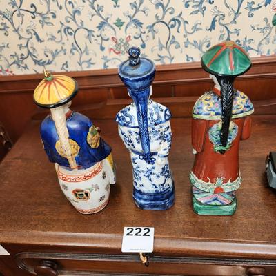 Vintage set of 3 Chinese Porcelain Figures 11