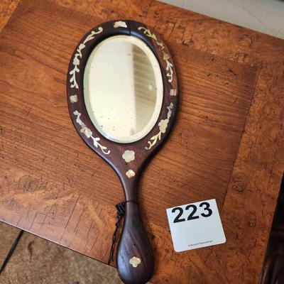 Antique Qing Hand Mirror Mother of Pearl inlay US 9th Infantry Boxer Rebellion China 1900