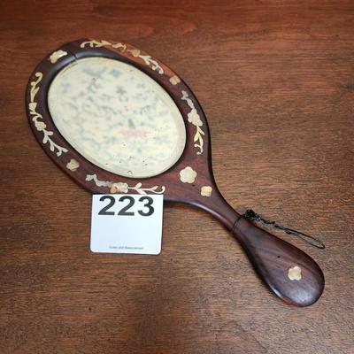 Antique Qing Hand Mirror Mother of Pearl inlay US 9th Infantry Boxer Rebellion China 1900