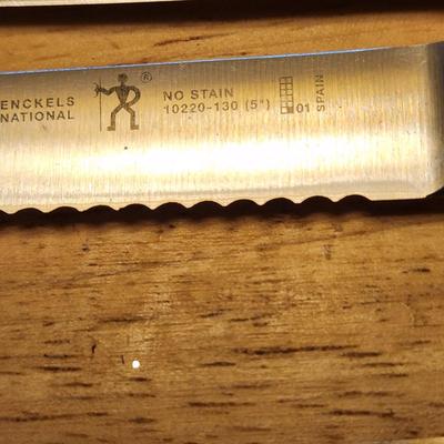 13 J.A. Henckels Gourmet Knives in Wood Block with Sharpener Steel