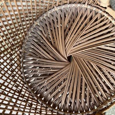 Vintage Retro Small Child Sized Cane Rattan Peacock Fan Chair