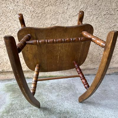 Vintage Spindel Back Wood Child's Sized Rocking Chair