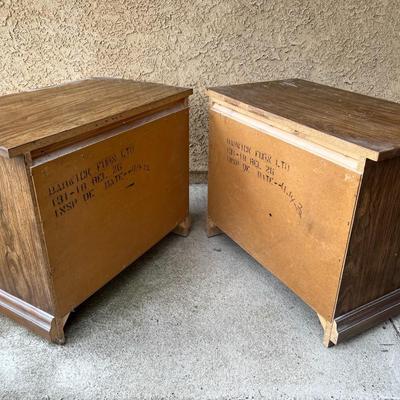 Pair of Darkwood Midcentury Regal Victorian Style Gothic Nightstand Two Drawer Dressers Barwick Furniture