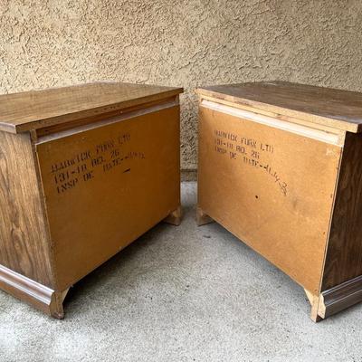 Pair of Darkwood Midcentury Regal Victorian Style Gothic Nightstand Two Drawer Dressers Barwick Furniture