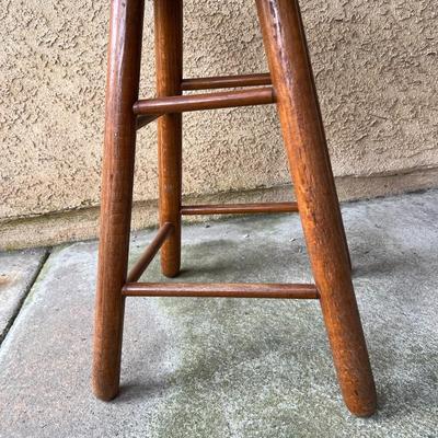 Vintage Wood Swivel Barstool with Cushioned Seat
