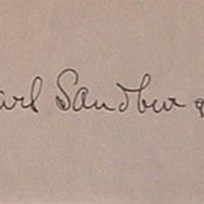 Pulitzer Prize Winner Carl Sandburg signature slip