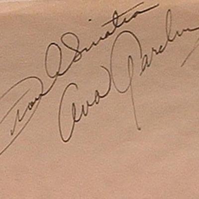 Ava Gardner and Frank Sinatra signature slip 