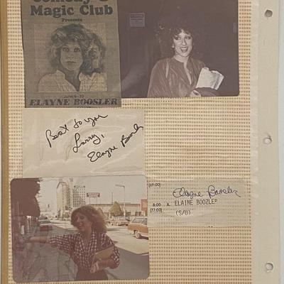 Elayne Boosler photo album page with original signature cut